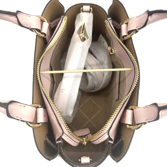 Michael Kors Reed Small Satchel Crossbody Bag & MD Bifold Zip Chain Wallet Pink - Picture 13 of 16